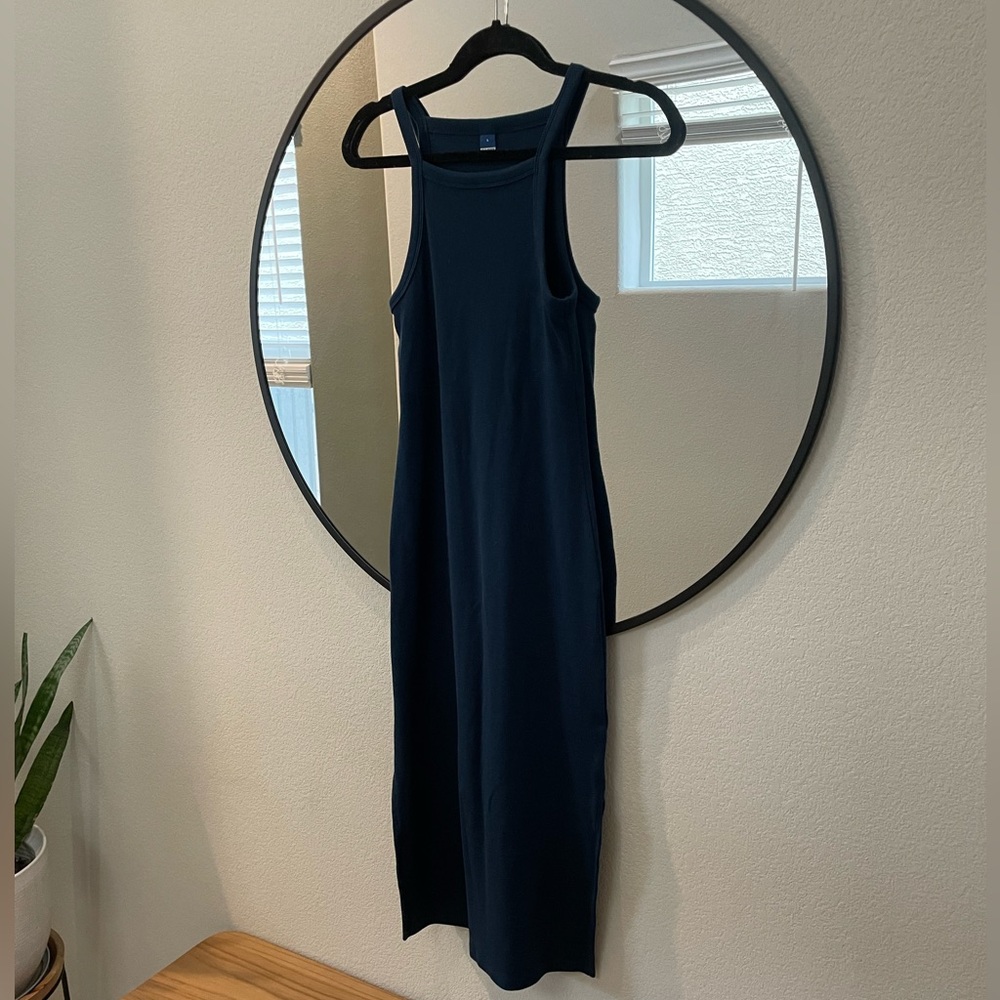 Fitted Sleeveless Rib-Knit Midi Dress for Women